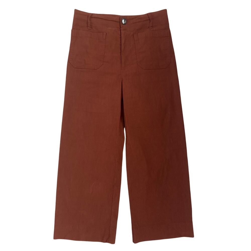 Anthropologie Maeve Colette High-Rise Wide-Leg Pants Magic Fabric Brown Size 29 - Picture 5 of 10